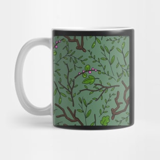 Green deep dark forest. Saturated dark pattern. Mug